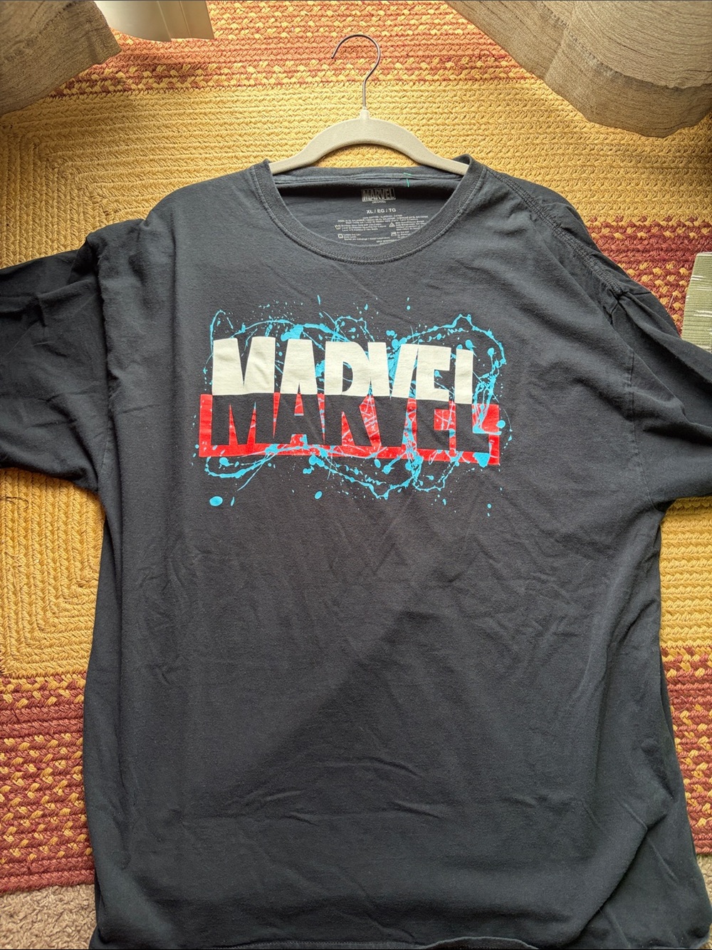 Marvel Black Graphic Tee with Red & Blue Logo